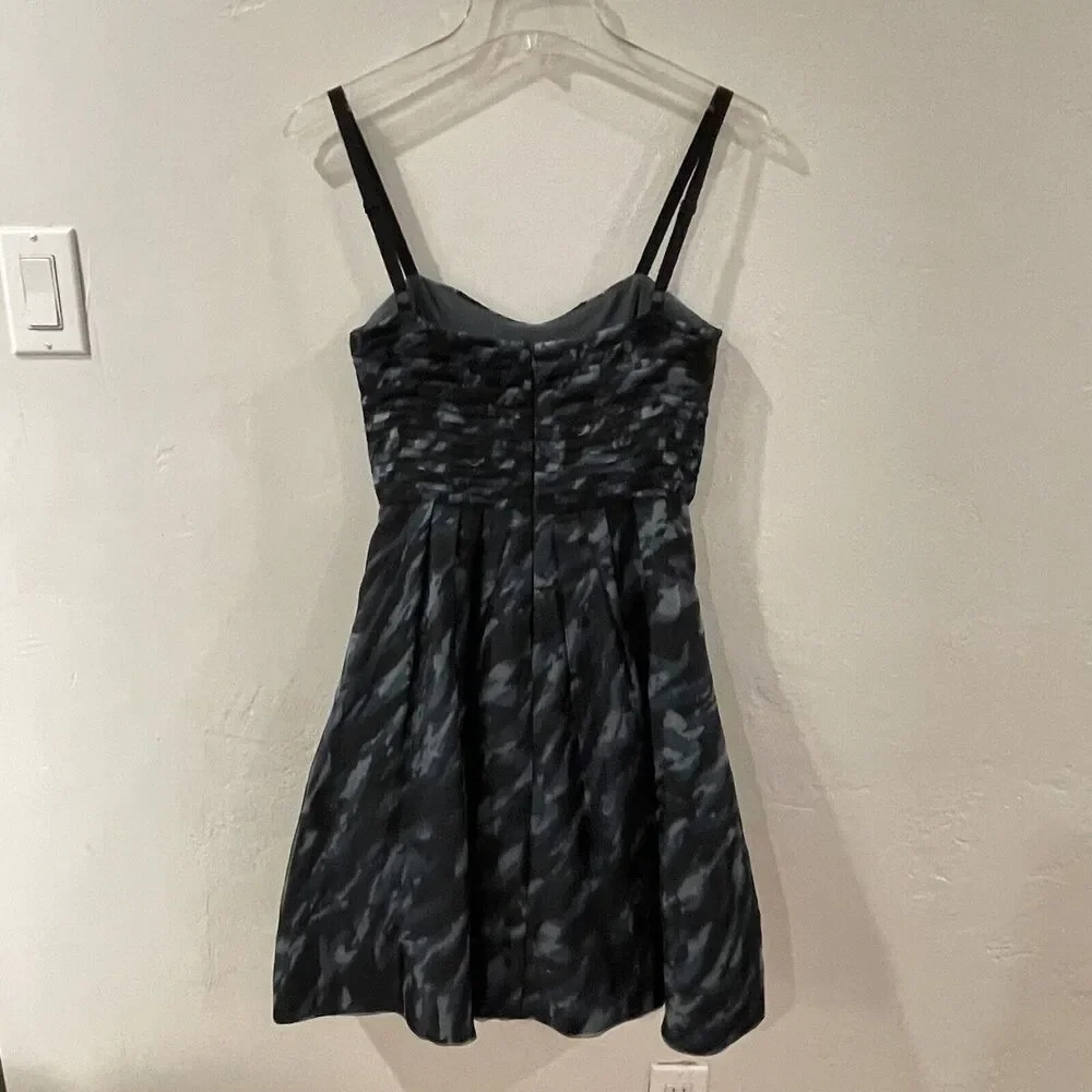 BCBGMaxAzria Silk Camo Mini Dress with Pockets Size XXS Blue Tulle Fit and Flare